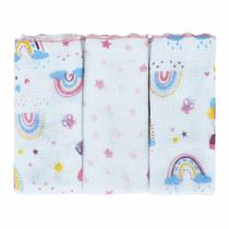 Babete Bublim C/3 Feminino Rosa/Arco Ìris 58032466