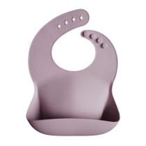 Babete de silicone para bebês, ajuste ajustável, impermeável, lilás pálido Babete de silicone para bebês, ajuste ajustável, impermeável, lilás pálido