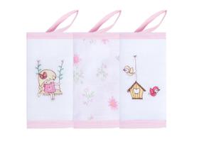 Babete Pano Fralda de Boca Bebe C/Prendedor Chupeta Menina