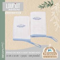 Babete Soft Loupiot Nature Azul - Kit Pano de Boca com Prendedor de Chupeta