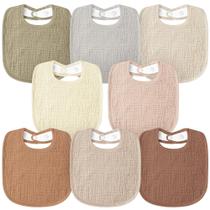 Babetes de bebê Susurration Muslin, pacote com 8, ajustáveis, unissex
