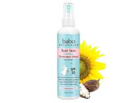 Babo Botanicals Baby Skin Mineral Protetor Solar Spray FPS 30 com 100% Óxido de Zinco Ativo, Resistente à Água, Sem Perfume, 6 Fl Oz