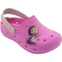 Babuche Chinelo Infantil Meninas Masha e o Urso Personagem Pé com Pé