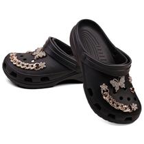 Babuche Feminina Adulto Com Pingentes Leve E Macia Nyc Shoes Flores Tecido vazado Strass Praia Simples Flores Strass Praia