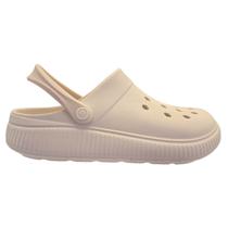 Babuche Feminina Calce Fácil Leve Moleca Clog Confortável Cor:Off WhiteTamanho:39