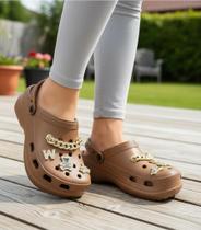 Babuche Feminina Plataforma Pingente Sandália Ortopédica Eva