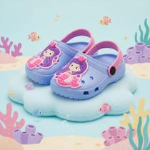 Babuche Feminino Infantil Menina Sereia Azul Leveza Conforto