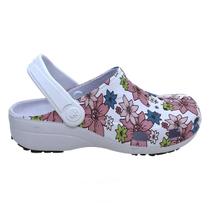 Babuche Feminino Profissional SoftWorks Mania EPI Antiderrapante Estampa Floral 2 EVA BB32 Branco