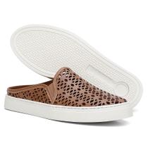 Babuche Feminino Sapatilha Linha Ipê Mulato Sapatenis Tenis Casual Emule Confort Couro Pecan