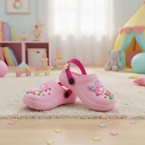 Babuche Infantil Feminino Florido Rosa Encantador Conforto e Segurança Babuche Infantil Feminino Florido Rosa Encantador Conforto e Segurança