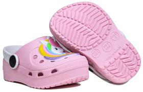 Babuche Infantil Feminino Menina Chinelinho Sandália Rosa Claro Unicórnio Mr Try Shoes