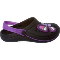 Babuche infantil feminino preto/violeta borboleta escolar