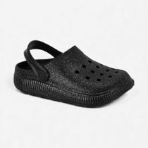 Babuche Molekinha Infantil Com Glitter Preto Babuche Molekinha Infantil Com Glitter Preto