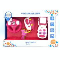 Baby 3 Em 1 Com Volante Celular E Chaves BR1245 Multilaser Baby 3 Em 1 Com Volante Celular E Chaves BR1245 Multilaser