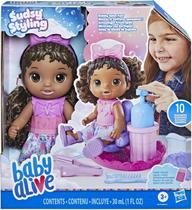 Baby Alive, Boneca Bebê Sudsy Styling, Cabelos Pretos