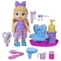 Baby Alive Sudsy Styling Doll, cabelo loiro, inclui boneca de bebê de 12 polegadas, cadeira de salão, acessórios de boneca de bebê, brinquedos para meninas e meninos de 3 anos e para cima
