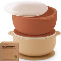Baby Bowls KeaBabies, pacote com 2 tampas de sucção de silicone em terracota Baby Bowls KeaBabies, pacote com 2 tampas de sucção de silicone em terracota
