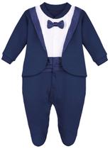 Baby Boy Tuxedo Footie Lilax Gentleman 9M com gravata borboleta azul marinho Baby Boy Tuxedo Footie Lilax Gentleman 9M com gravata borboleta azul marinho