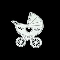 Baby Carriage Shaped Metal Die Cuts Cutting Dies Cut Stencils for DIY Embossing Paper Leather Scrapbooking Card Making - Silver