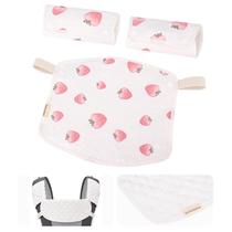 Baby Carrier Drool Bib Set Bebear Reversível de Algodão Morango Baby Carrier Drool Bib Set Bebear Reversível de Algodão Morango