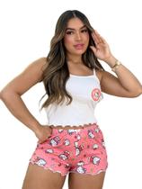 Baby Doll Alça Suede Feminino Adulto Hello Kitty