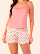 Baby Doll Alças Samara 2865 Feminino Corações Viscose T. M/GG Baby Doll Alças Samara 2865 Feminino Corações Viscose T. M/GG