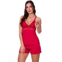 Baby Doll Amamentação Gestante Maternidade Microfibra Renda Moda de Baixo - DR203