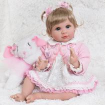 Baby Doll Aori Lifelike Real Life Garota de 22 polegadas com coelho 3+ Baby Doll Aori Lifelike Real Life Garota de 22 polegadas com coelho 3+