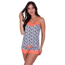 Baby Doll Blusa e Short Caleçon de Renda Onça e Vaquinha Animal Print- c2 CONJUNTO HELENA