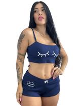 baby doll conjunto canelado pijama roupa de dormir ribana cropped