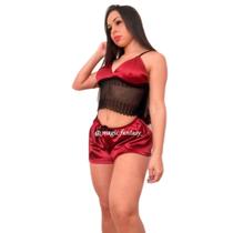 Baby Doll Cropped Cetim Bojo Sem Renda Baby Doll Cropped Cetim Bojo Sem Renda