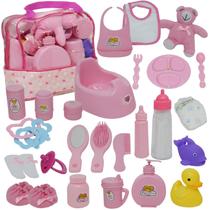 Baby Doll Diaper Bag Set, Conjunto de Alimentação de Bonecas com Acessórios de Boneca Bebê Inclui Garrafas de Boneca