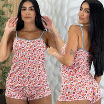 Baby Doll Estampado De Malha Fria Shorts Curto Feminino Roupa De Dormi Confortavél Baby Doll Estampado De Malha Fria Shorts Curto Feminino Roupa De Dormi Confortavél