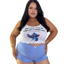 Baby Doll Feminino Stitch Pijama Plus Size Curto