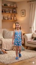 Baby Doll Infantil Hello Azul Menina Personagem em Suede Premium Baby Doll Infantil Hello Azul Menina Personagem em Suede Premium
