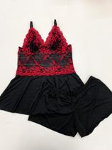 Baby Doll Lili Preto com Vermelho Baby Doll Lili Preto com Vermelho