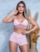 Baby Doll Lingerie Confortável Liso Shortinho Curtinho Pijama Sem Bojo Alças Reguláveis Linha Noite