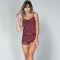 Baby Doll Liso Conjunto Blusa e Short Curto Lingerie