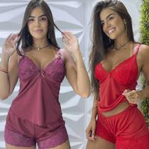 Baby Doll Luxo Kit C/2 De Alcinha Feminino Detalhes em Renda Roupa De Dormi Confortável Baby Doll Luxo Kit C/2 De Alcinha Feminino Detalhes em Renda Roupa De Dormi Confortável
