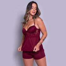 Baby Doll Malha Bojo Feminino Liso Liganete em Renda