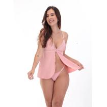 Baby Doll Microfibra com Renda D'Rend 320 - Rosa Antigo