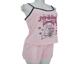 Baby Doll Pijama Alça fina Feminino Estampas Short Meia Coxa - sol modas e acessorios