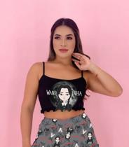 Baby Doll Pijama Cropped Estampado Personagens e Short Ondinha Design Divertido