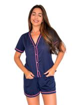 Baby Doll Pijama Feminino Americano em Malha Abotoador Frontal