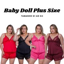 Baby Doll Plus Size Feminino G1 G2 G3 Lingerie Noite Confortável e Sensual Pijama Curto