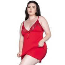 Baby Doll Plus Size WLS Modas Liganete e Renda Com Decote Sensual