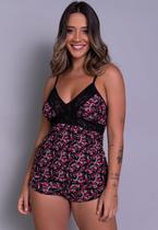 Baby Doll Renda Pijama Curto Short Alça Conjunto Luxo