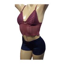 Baby Doll Sensual Short Doll Camisete Com Renda Luxo Romântico