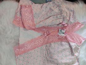 Baby Doll tamanho G- Estampado com renda rosa.
