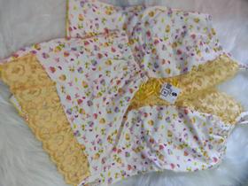 Baby Doll tamanho P - Estampado com renda amarela